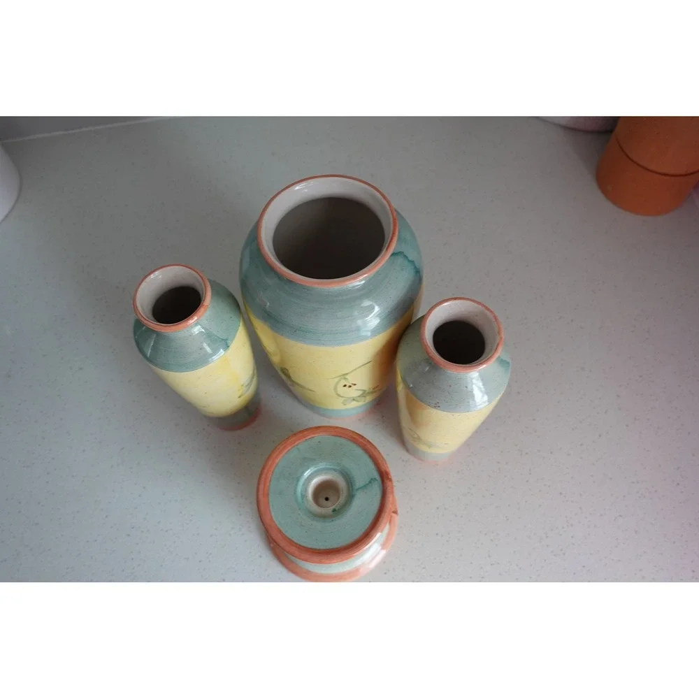 vintage‎ ceramic vases 70s retro style multi colors set of 4
